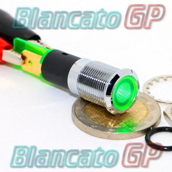  Spia Luminosa XD10 Led Verde 12 Volt - Spia Pannello - Spia  12V