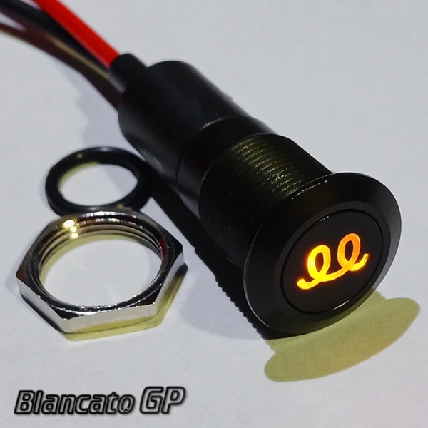 Spia LED 12mm con simbolo candelette e corpo nero