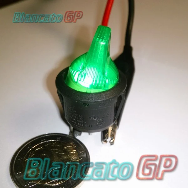 Interruttore a bilanciere luminoso 12V giallo ON-OFF diametro 23