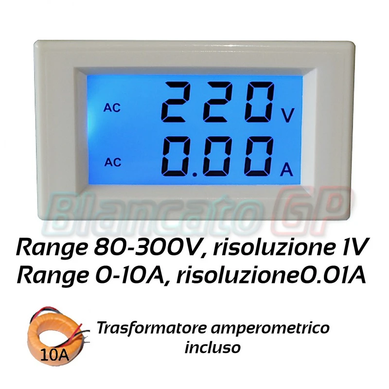 DISPLAY DIN VOLTMETRO AMPEROMETRO DIGITALE AC 80-300V 220V 0.1-99.9A